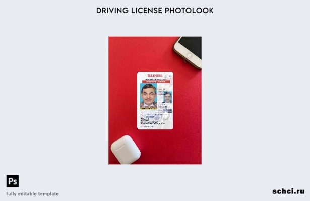 цифровая загрузка водительских прав США, штат Иллинойс, под шаблоном Photolook F